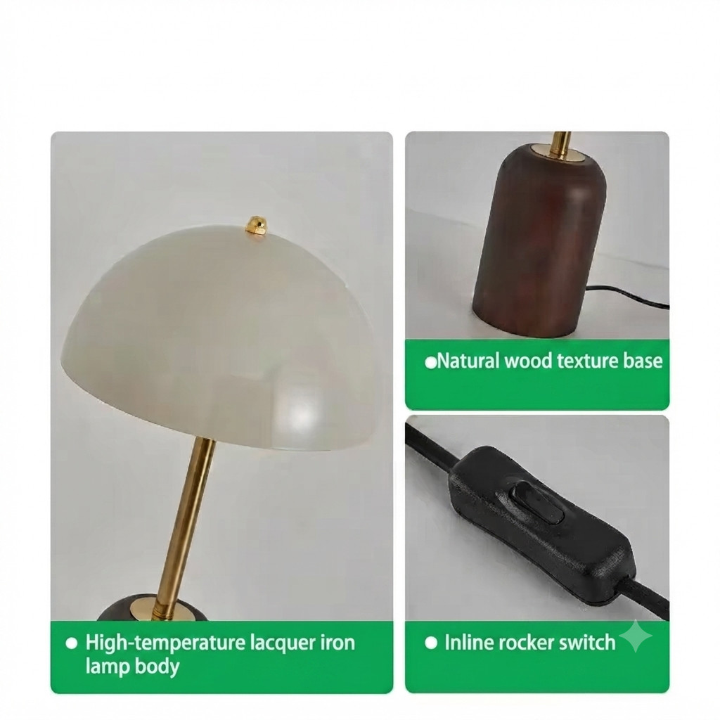 Reading Nook Wood and Metal Table Lamp delivering Atmospheric Light for Book Corners