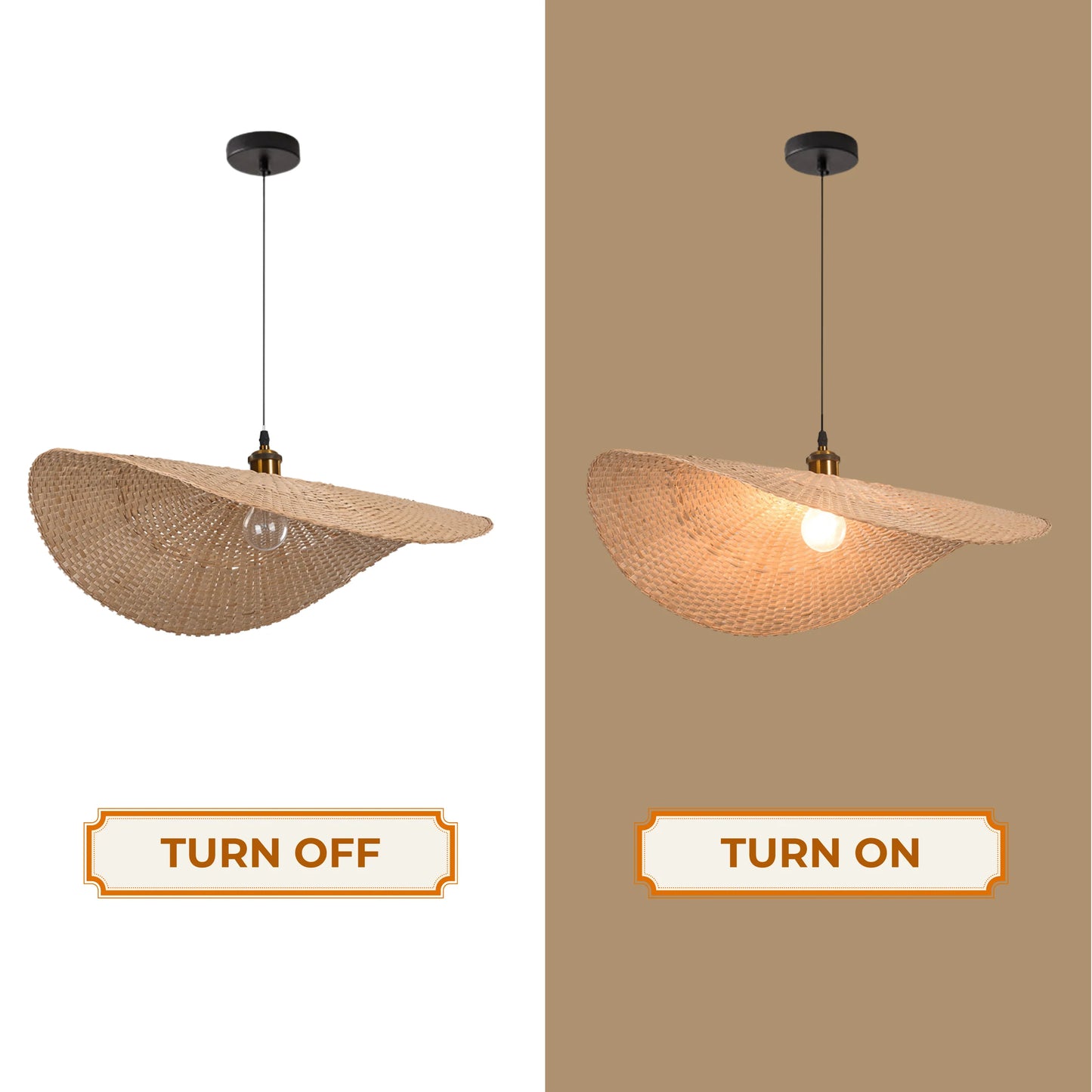 Wabi-Sabi Rattan Pendant Light | Curved Woven Chandelier