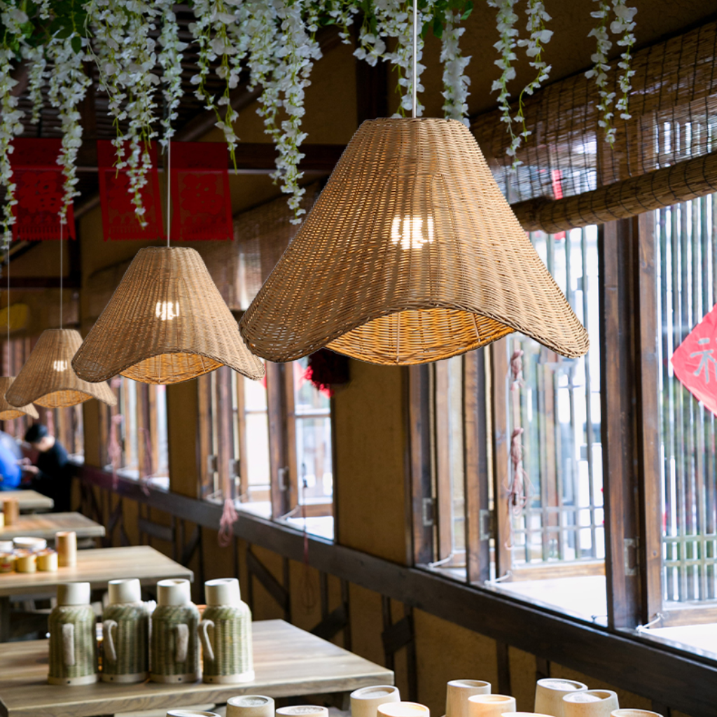 Aesthetic rattan pendant lamp perfect for creating a cozy mood in restaurants