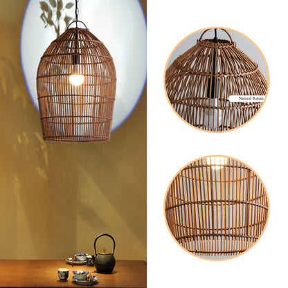 Aesthetic woven rattan pendant light in natural finish for sophisticated living spaces