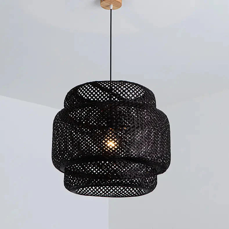 Eco-friendly bamboo drop light, meticulously handwoven for a healthy living space.