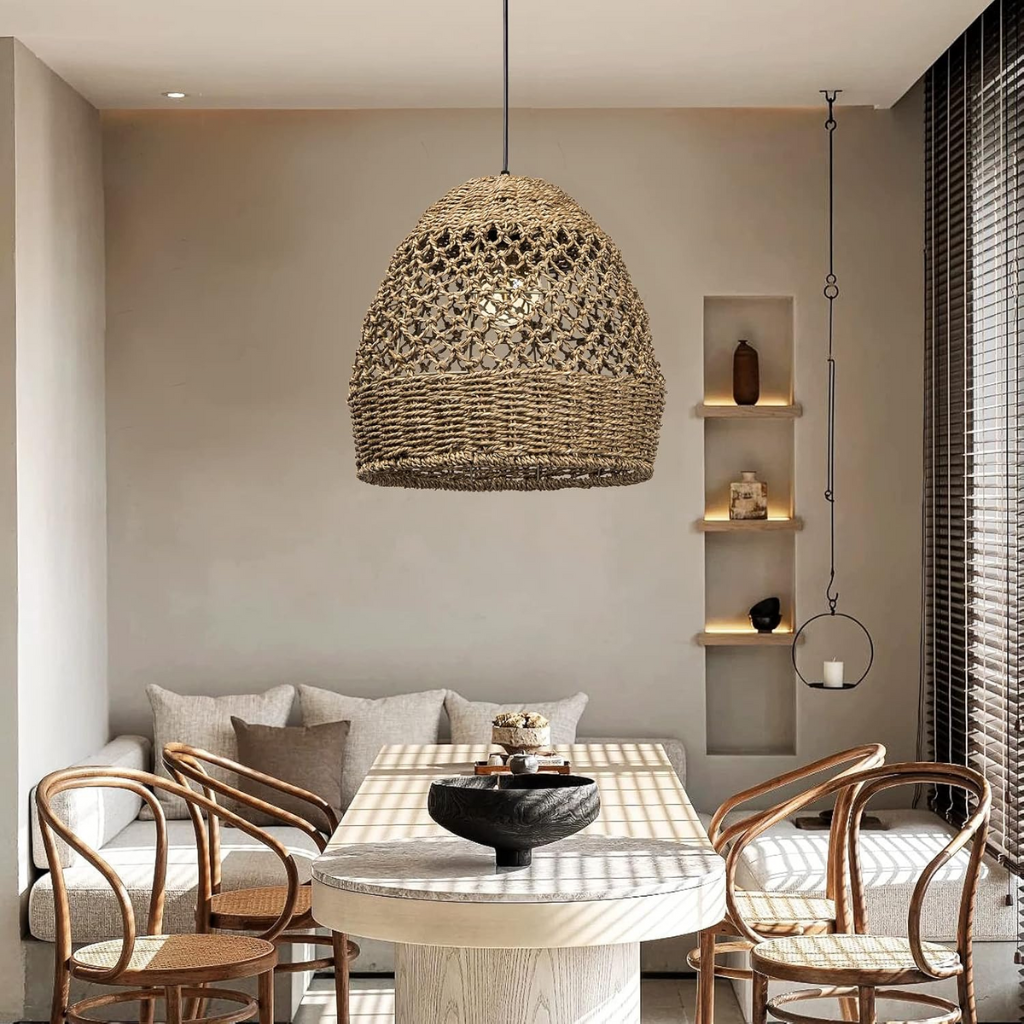 Artisan crafted dome pendant light enhancing a modern dining room