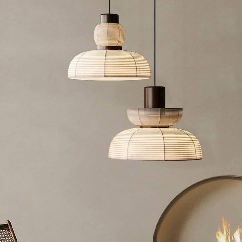 Artisan crafted paper lantern collection with Wabi-Sabi aesthetic for dining tables