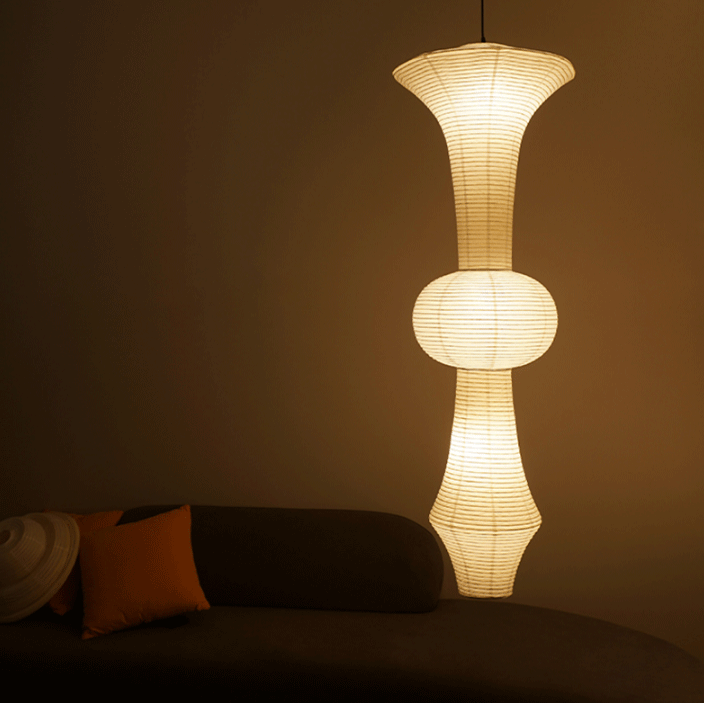 Handmade rice paper lantern with organic silhouette