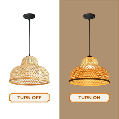 Artisanal bamboo dome pendant light showcasing superior natural craftsmanship and texture