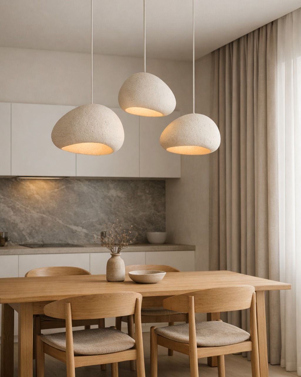 Artistic HDPE sculptural chandelier in gray, modern home decor
