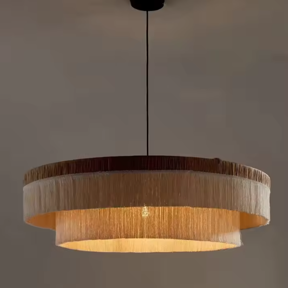 Ceiling pendant in modern Raffia style, ideal for kitchen lighting, providing functional task light.