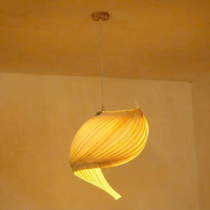 Ceiling pendant in sustainable wood, perfect for cozy reading corners, offering comfortable task lighting.