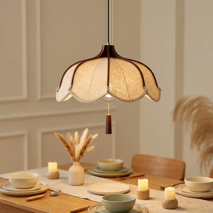 Ceiling pendant Handmade featuring Wood Mix Cloth designed for Dining table interior