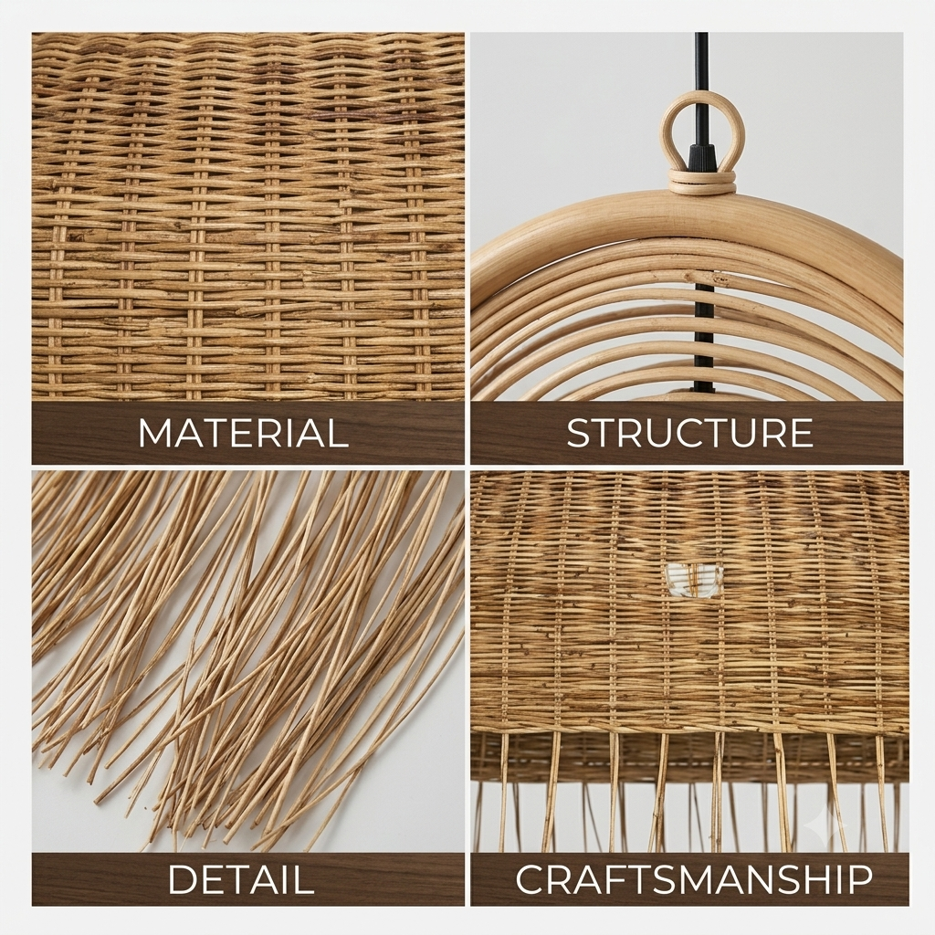 Ceiling pendant highlighting raw organic bamboo materials for a minimalist earthy home aesthetic.