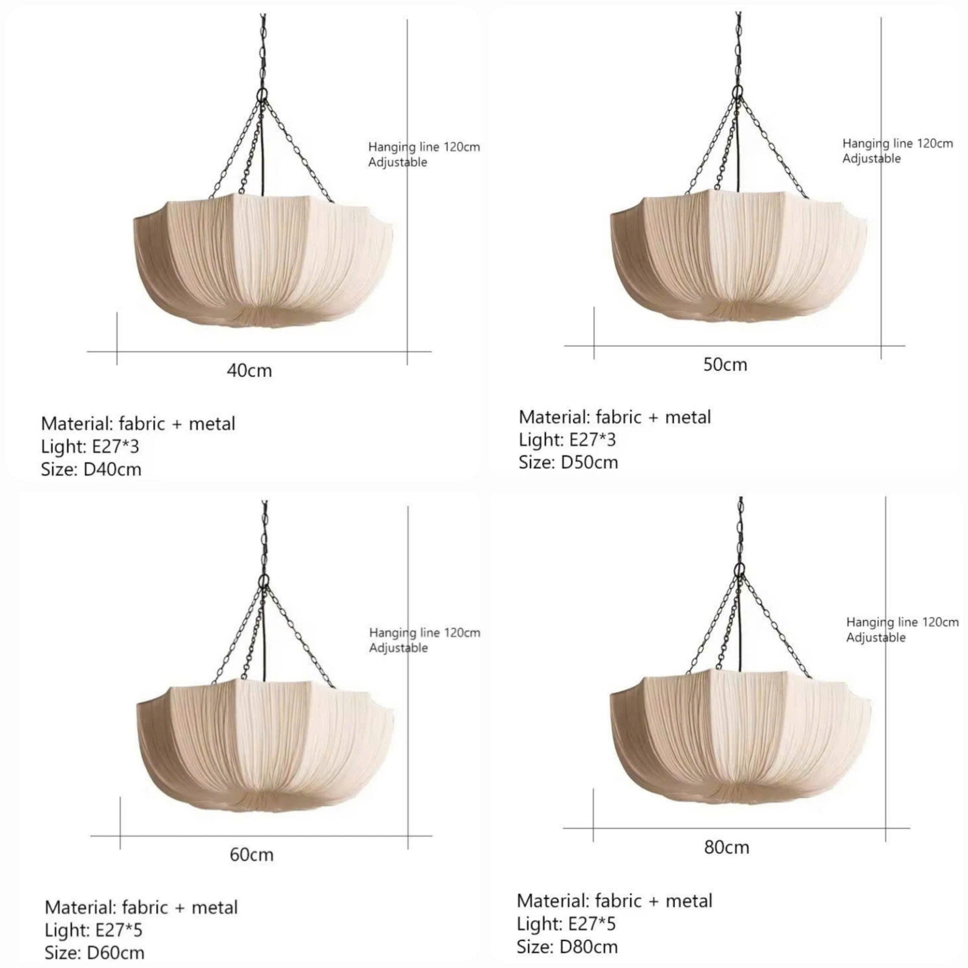 Ceiling pendant in Scandinavian style, using Organic Fabric, creating beautiful sculptural lighting for your Home Decor.