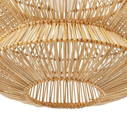 Coastal inspired tiered woven basket light fixture for a relaxed ambiance