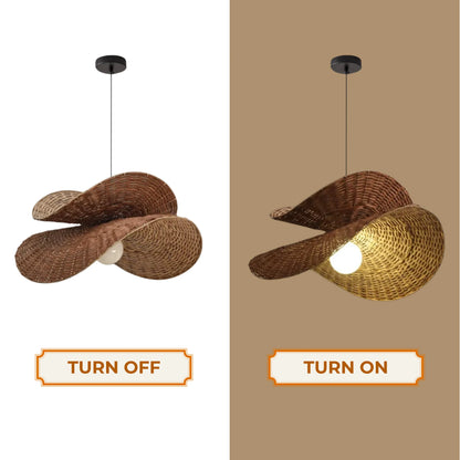 Consciously crafted rattan wave light adding healthy artisan vibes and natural warmth to any interior space.