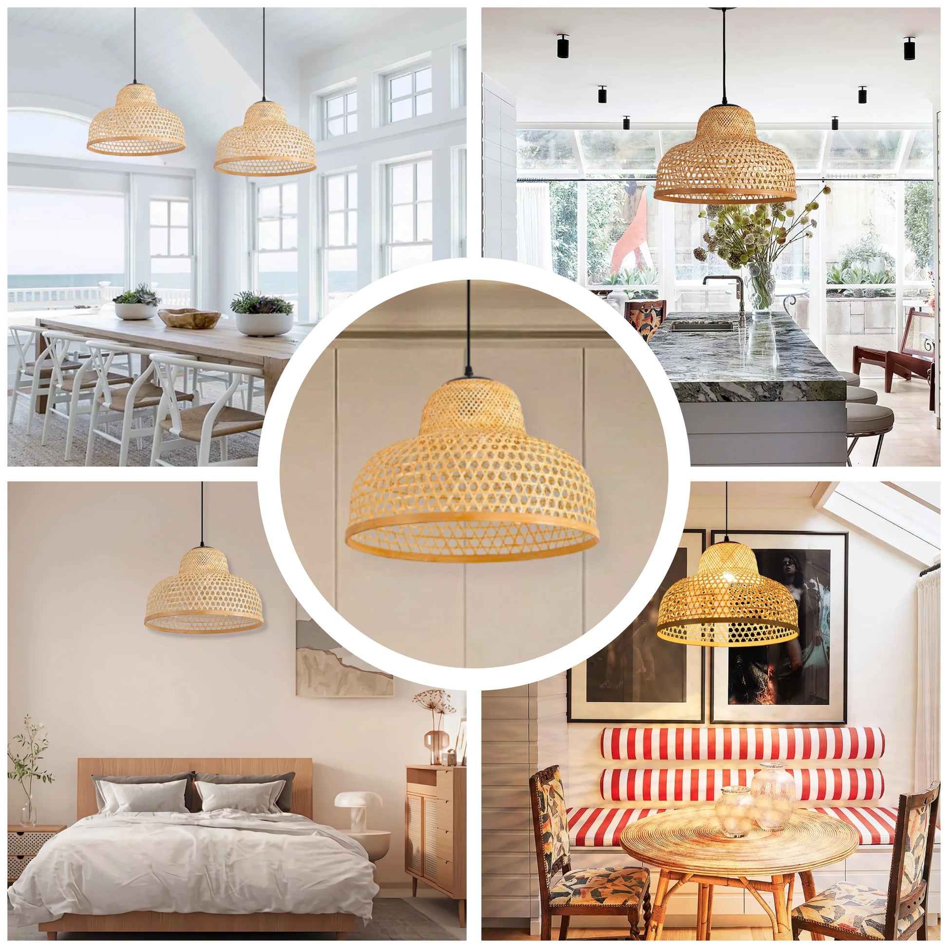 Contemporary artisan bamboo dome light featuring a unique and elegant modern shape