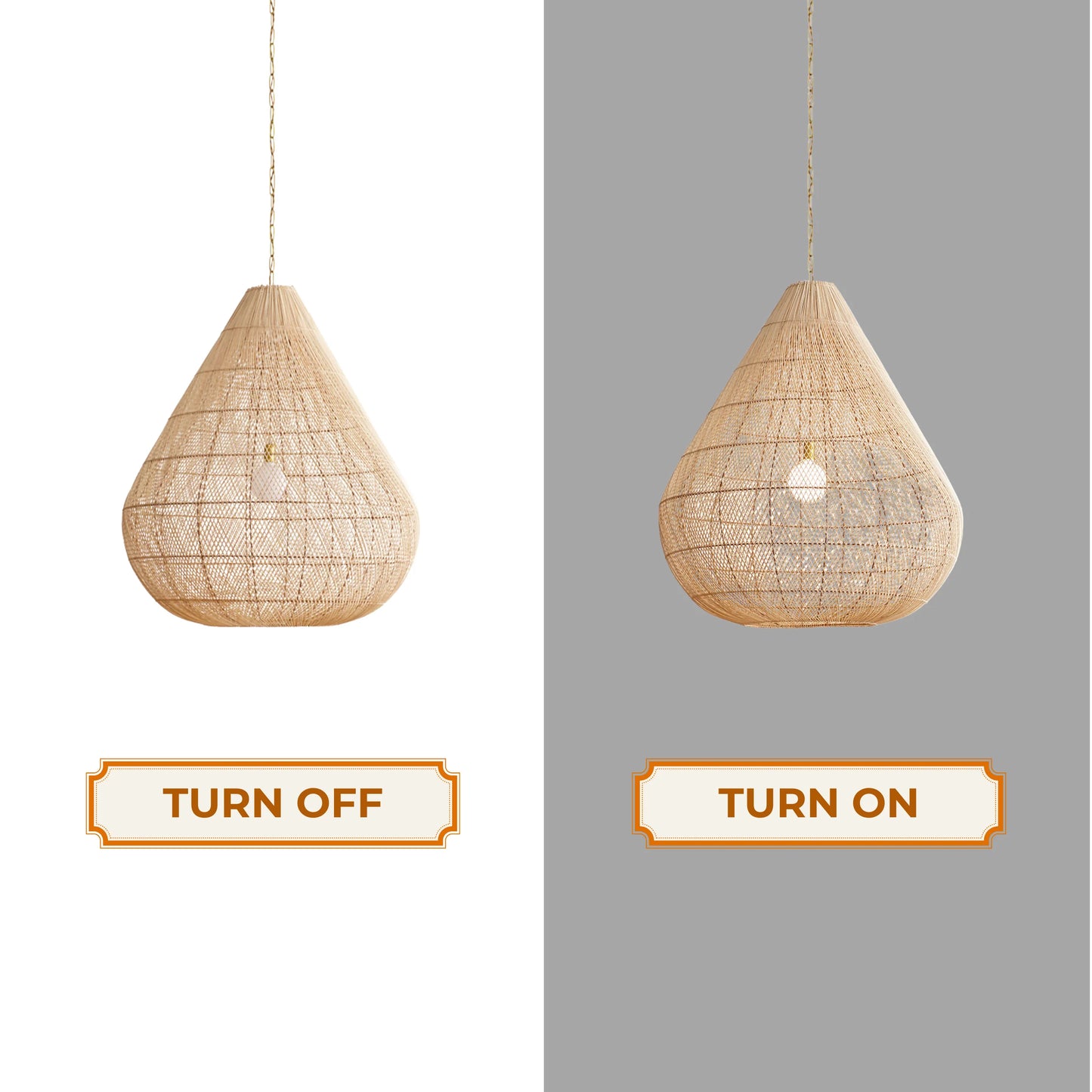 Contemporary woven rattan pendant light for a clean, stylish, and sophisticated ceiling design.