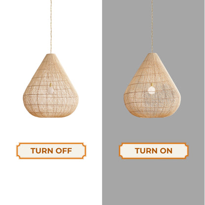Contemporary woven rattan pendant light for a clean, stylish, and sophisticated ceiling design.
