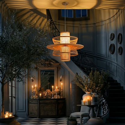 Cozy bamboo light for living room lounge area creating a warm and inviting glow
