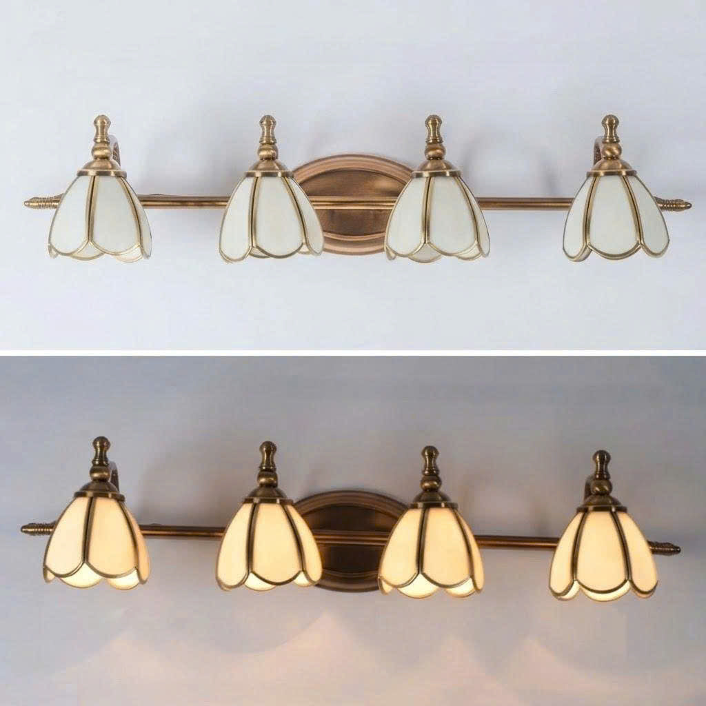 Quiet luxury inspired cozy home copper tulip wall sconce for a refined living area