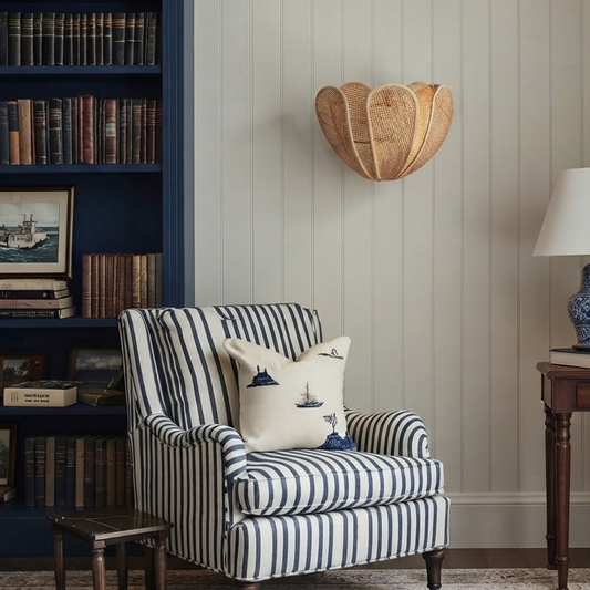 Quiet luxury inspired cozy home rattan sconce for a refined living area