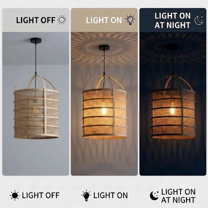 Elegant quiet luxury lighting, artisanal burlap lamp for cozy home atmosphere.