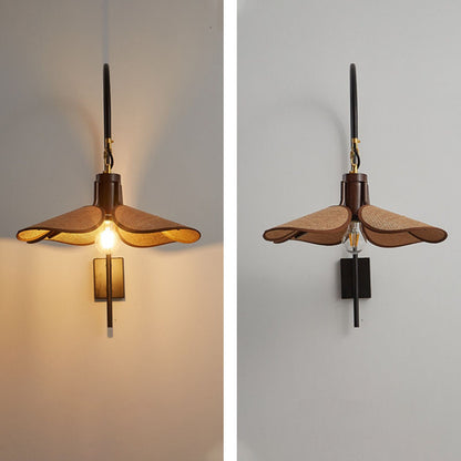 Quiet luxury inspired cozy home wood and fabric wall sconce for a refined living area