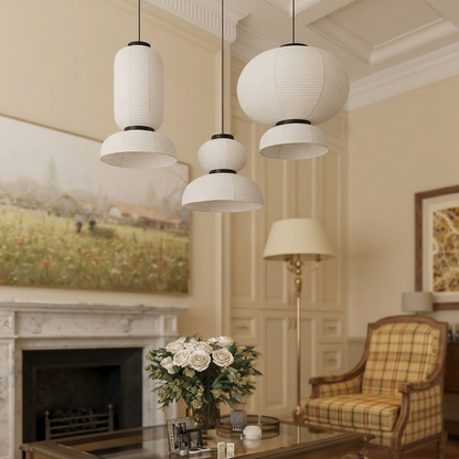 Decorative Wabi-Sabi paper hanging lantern set for living room styling