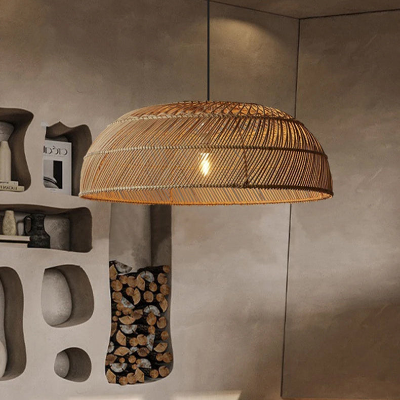 Designer aesthetic rattan dome pendant light for luxury interior decor