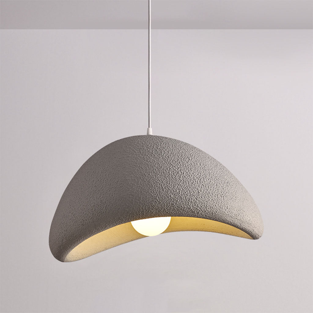 Designer white HDPE pebble hanging light, minimalist style