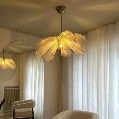 Drop light in Handmade Natural Eco-friendly style, crafted from Fabric, ideal for Reading corner decor, providing ambient and mood lighting with an organic, sculptural appeal.
