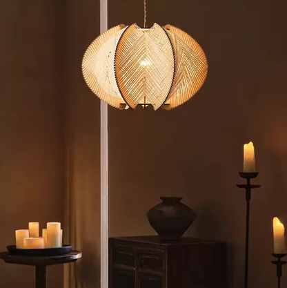 Hand-woven Japandi drop light for a cozy home atmosphere