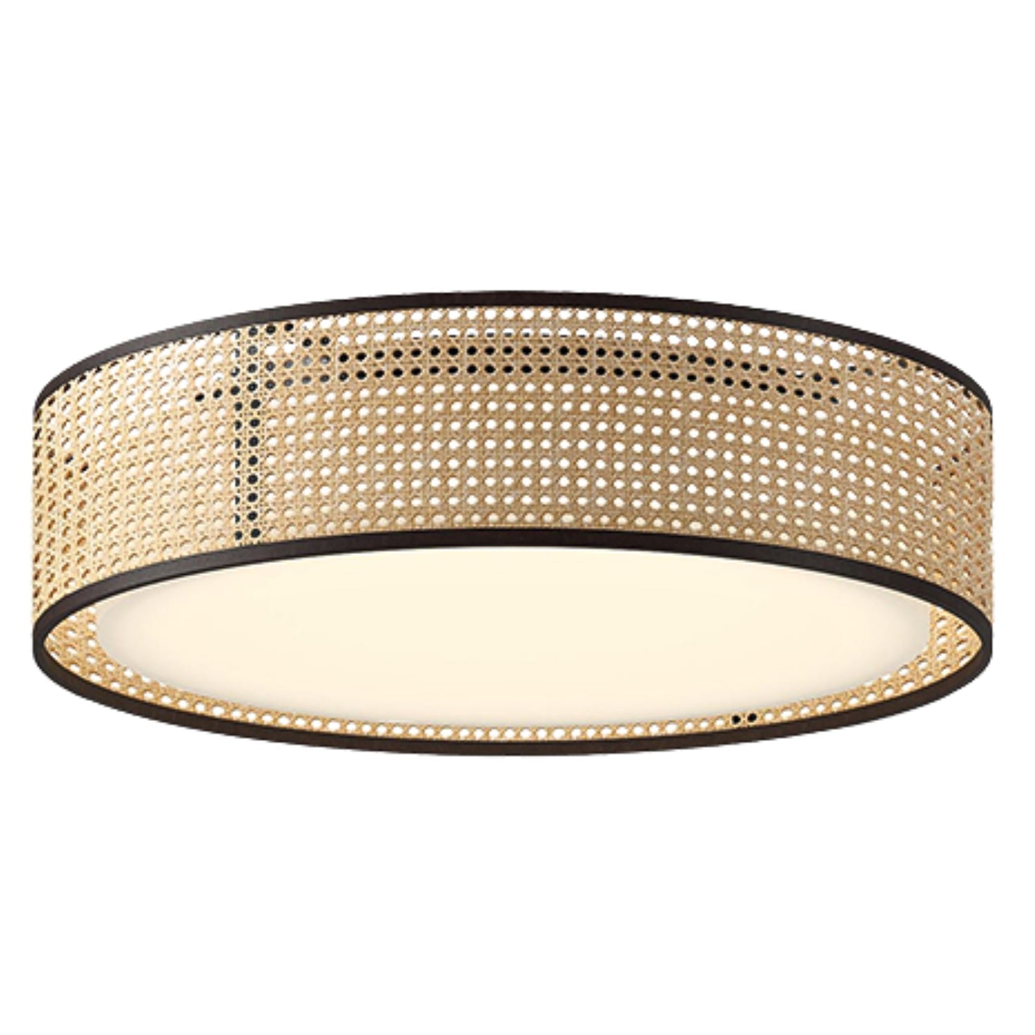Eco-conscious natural rattan drum fixture, a plastic-free and sustainable light choice for mindful living.