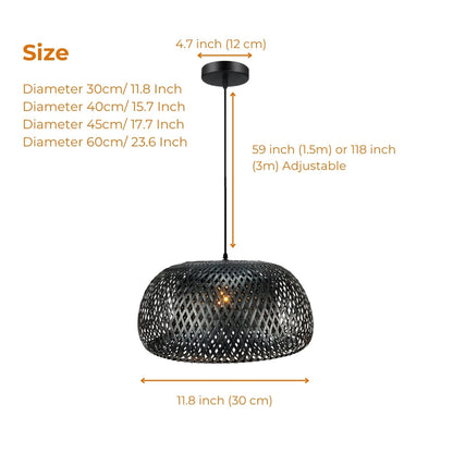 Eco-friendly dark rattan ceiling lamp made from natural materials
