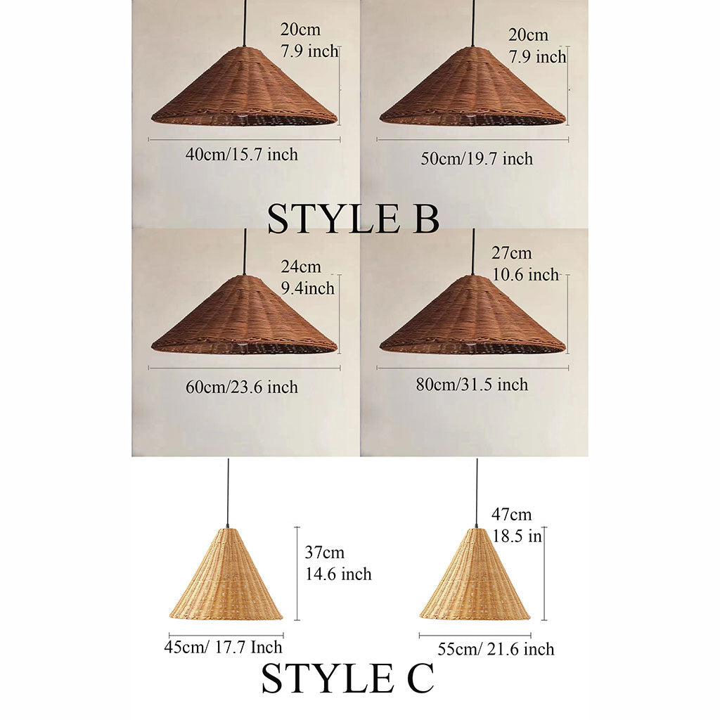 Premium woven cane conical lamp shade blending traditional Asian straw weaving techniques with modern Nordic geometric lines.
