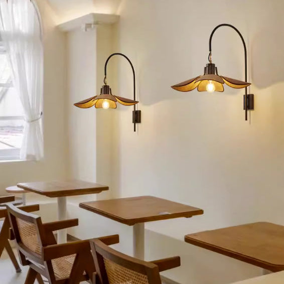 Eco-friendly artisan-made fabric and wood sconce for natural Coffe table lighting