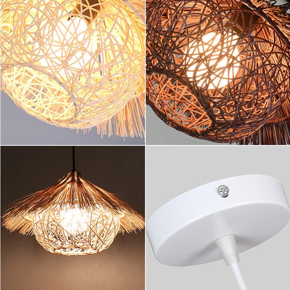 Eco-friendly hand-woven straw ceiling lamp with natural finish