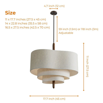 Elegant three-tiered fabric chandelier with a Wabi-Sabi aesthetic