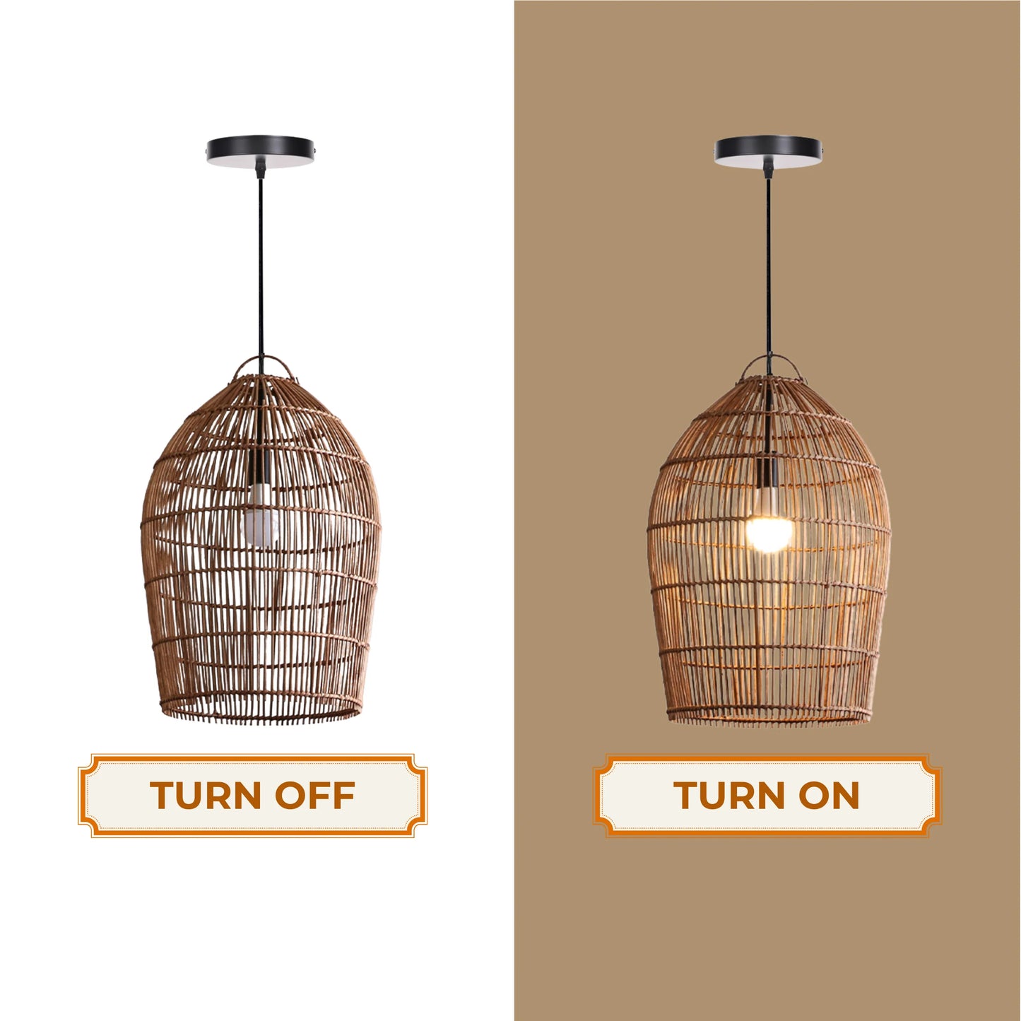 Elegant rattan teardrop pendant lamp with soft diffused lighting effect