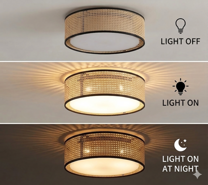 Ethically sourced rattan mesh shade, showcasing beautiful natural artisan interior accents.