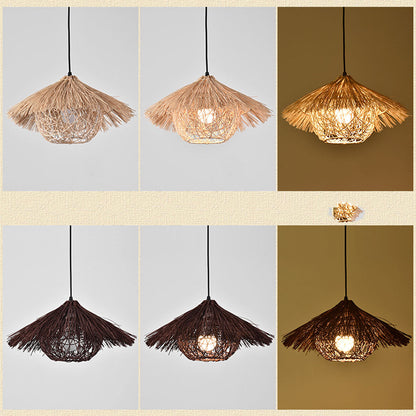 Exotic island style wicker pendant fixture for resort ambiance