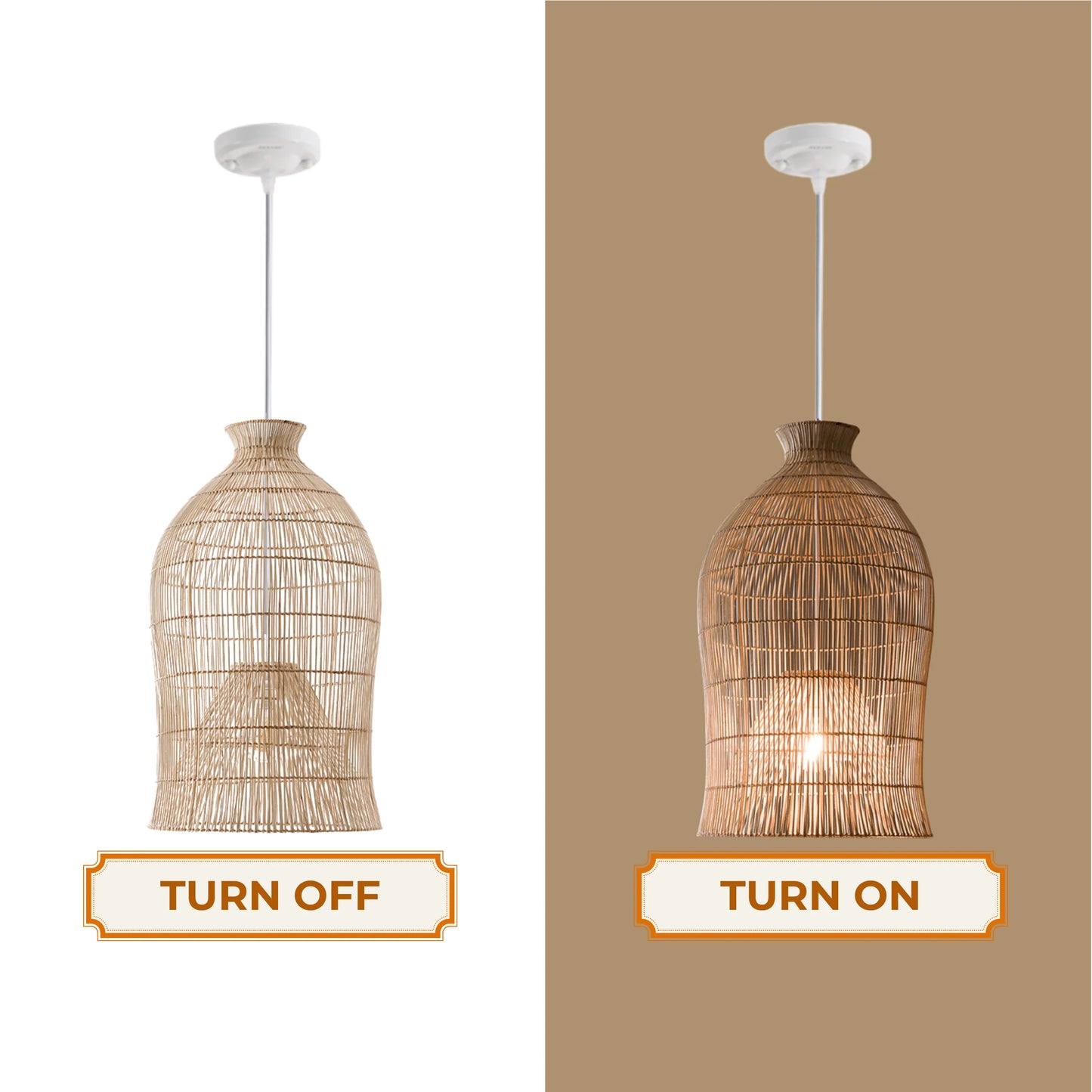 Farmhouse style rattan hanging light fixture for a warm and welcoming home