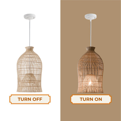Farmhouse style rattan hanging light fixture for a warm and welcoming home