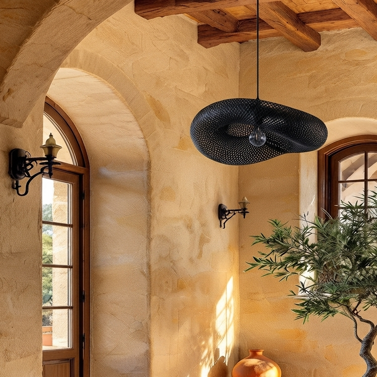 Natural Woven Bamboo Pendant Light – Boho Japandi Chandelier | ArtisticLand