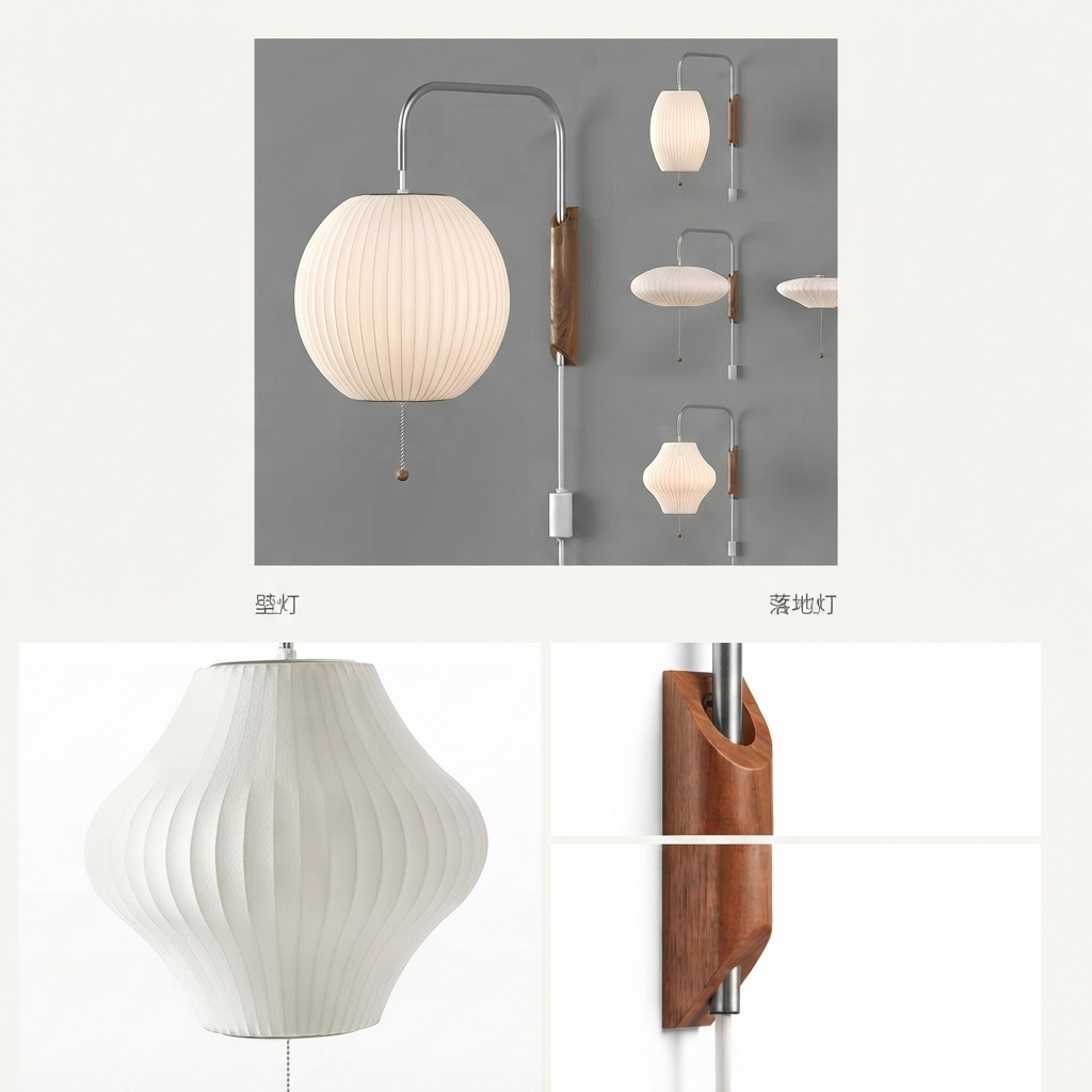 Minimalist Saucer Round Sphere Gourd Silhouette Silk Wall Sconce