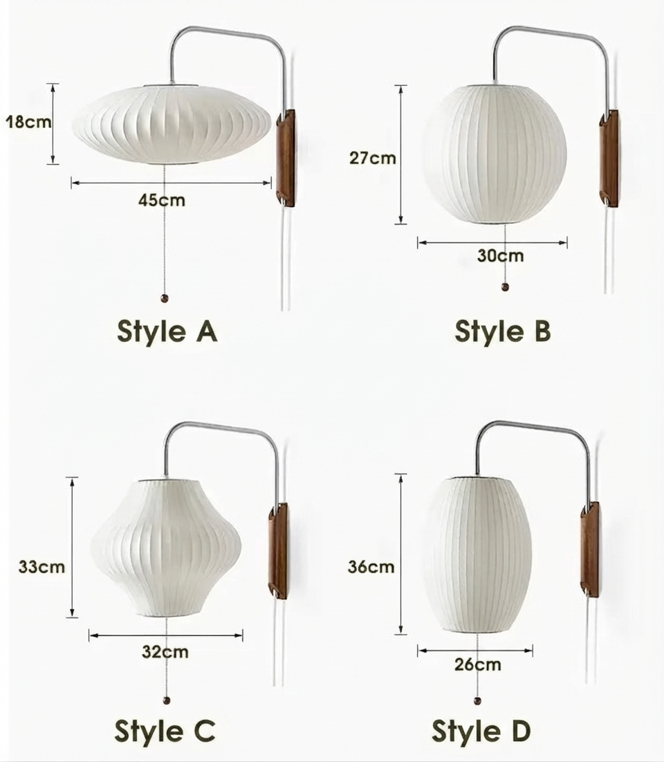 Minimalist Saucer Round Sphere Gourd Silhouette Silk Wall Sconce