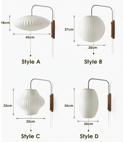 Minimalist Saucer Round Sphere Gourd Silhouette Silk Wall Sconce