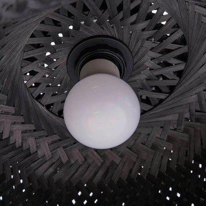 Geometric woven bamboo pendant lamp with elegant dark shadow effect