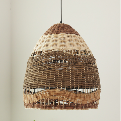 Global artisan-inspired wicker ceiling lamp, adding a touch of ethnic warmth to modern interior spaces.