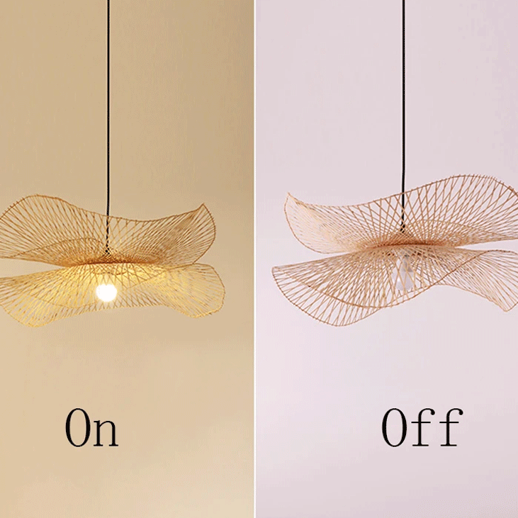 Intricate hand-crafted natural bamboo ceiling lamp