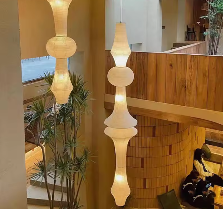 Intricate hand-folded rice paper pendant lantern