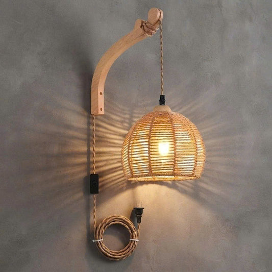 Crafted hemp rope wall light for natural modern living spaces